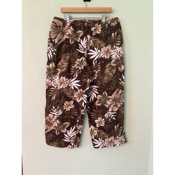 Additions By Chicos Womens Size 2 Tropical Print Capri Cropped Pants (33x22) - Picture 1 of 6